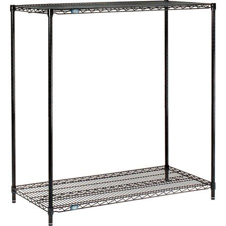 NEXEL Black Epoxy, 2 Tier, Wire Shelving Starter Unit, 54W x 24D x 34H 24543B2